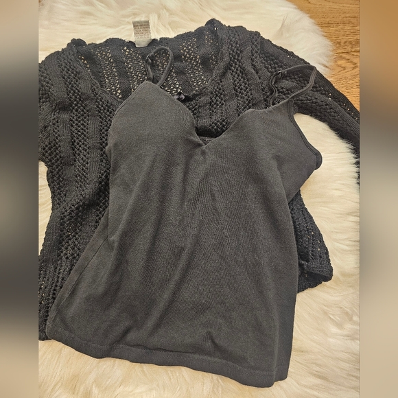 Vintage Black Lace-Up Women's Sweater With Cami - Picture 6 of 9